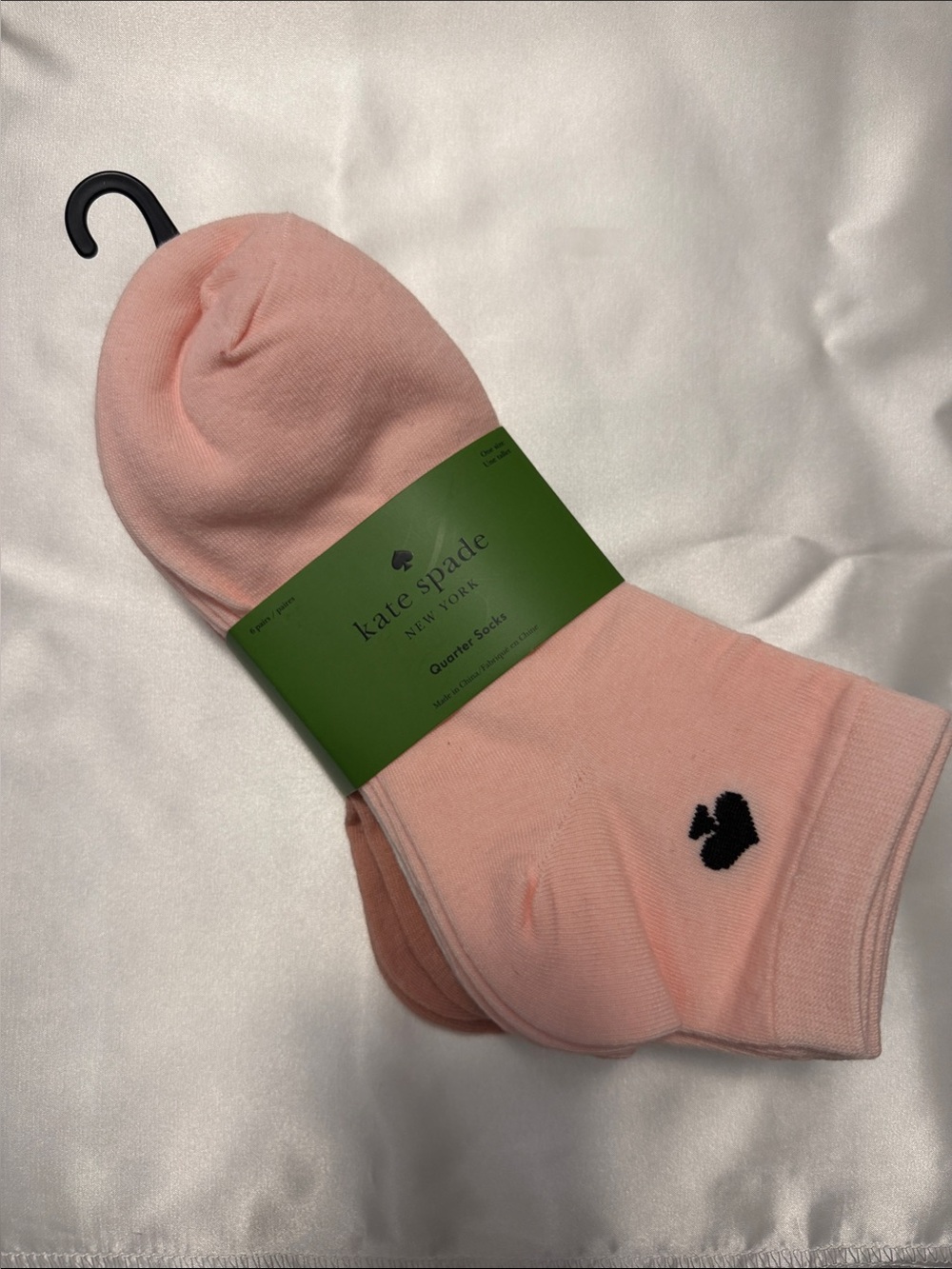 kate spade Light Pink Quarter Athletic Socks with Black Spade Accent